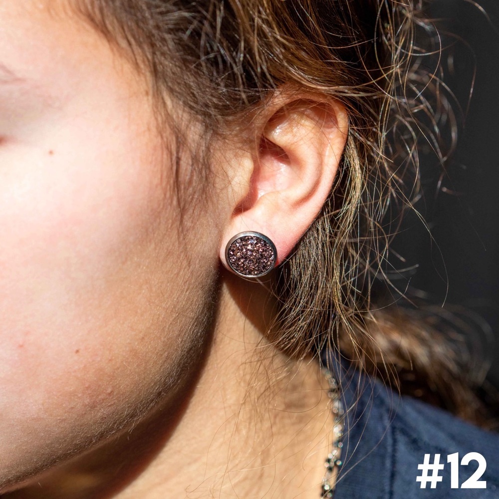 Dainty Druzy Round Earring
